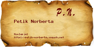 Petik Norberta névjegykártya